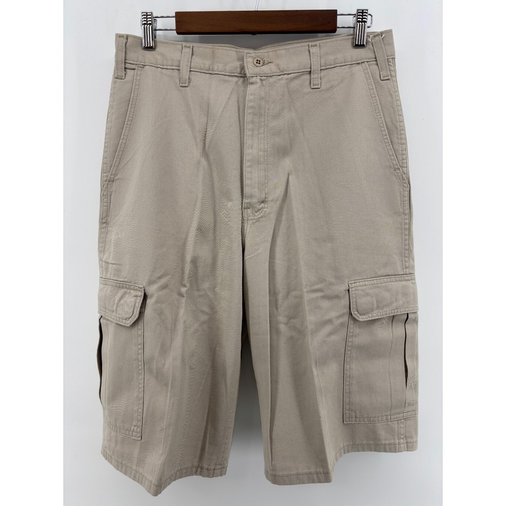 Dickies Mens Cargo Shorts Beige Logo Flat Front Utility Pockets 31 Regular